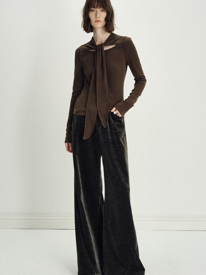 someonesometimes Minimalist Deep Olive Green Polyester Natural Waist Pocket Wide Leg Women Pants