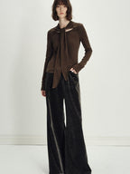 someonesometimes Minimalist Deep Olive Green Polyester Natural Waist Pocket Wide Leg Women Pants