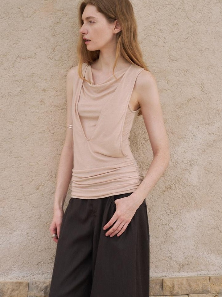someonesometimes Original Patchwork Slim Fit Strappy Lyocell Wool Blend Coral Tank Tops