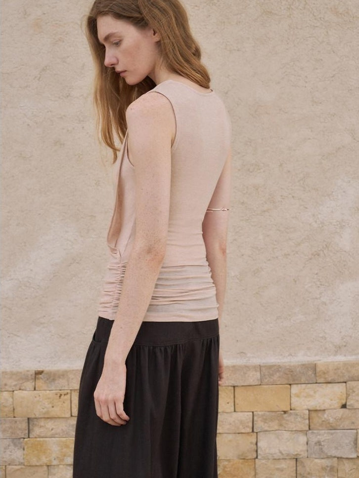someonesometimes Original Patchwork Slim Fit Strappy Lyocell Wool Blend Coral Tank Tops