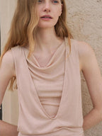 someonesometimes Original Patchwork Slim Fit Strappy Lyocell Wool Blend Coral Tank Tops
