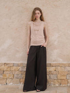 someonesometimes Original Patchwork Slim Fit Strappy Lyocell Wool Blend Coral Tank Tops