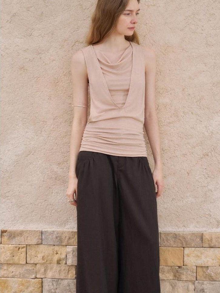 someonesometimes Original Patchwork Slim Fit Strappy Lyocell Wool Blend Coral Tank Tops