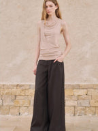 someonesometimes Original Patchwork Slim Fit Strappy Lyocell Wool Blend Coral Tank Tops