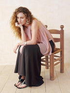 someonesometimes Patchwork Asymmetrical Halter Loose Women Mist Pink Off Shoulder Crop Tops