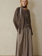 someonesometimes Polyester Button Front Halter Loose Casual Brown Striped Womens Cropped Jackets