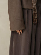 someonesometimes Polyester Button Front Halter Loose Casual Brown Striped Womens Cropped Jackets