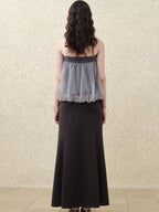 someonesometimes Polyester Loose Fit Patchwork Pullover For Women Light Sky Gray Tube Tops