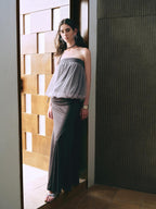 someonesometimes Polyester Loose Fit Patchwork Pullover For Women Light Sky Gray Tube Tops