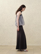 someonesometimes Polyester Loose Fit Patchwork Pullover For Women Light Sky Gray Tube Tops