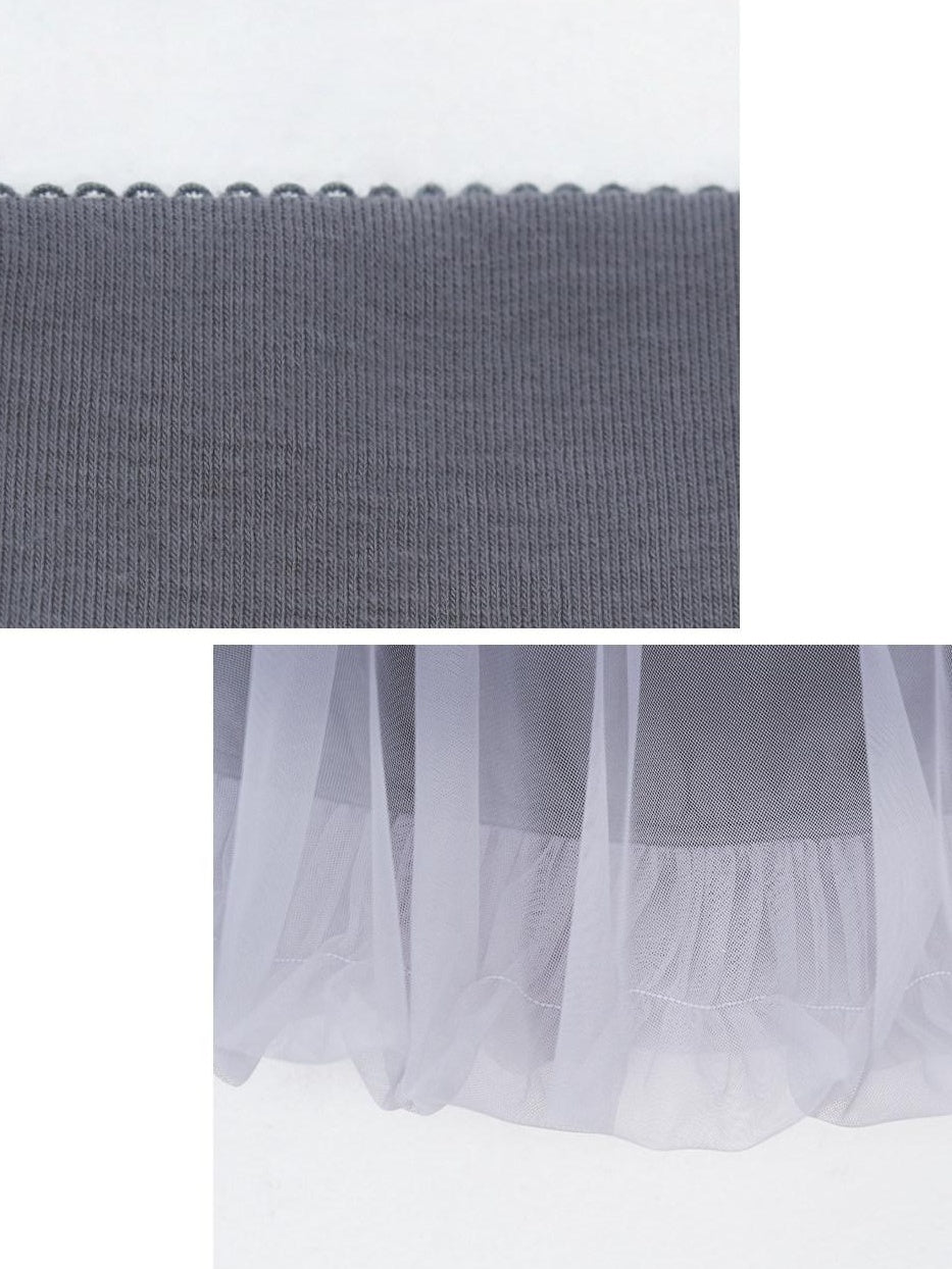 someonesometimes Polyester Loose Fit Patchwork Pullover For Women Light Sky Gray Tube Tops