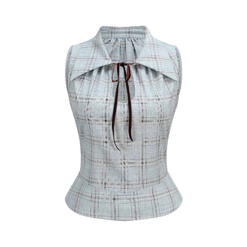 someonesometimes_Polyester_Plaid_Short_Sleeve_Top_And_Pleated_Skirt_For_Young_Women_Two_Piece_Set_MISSTT