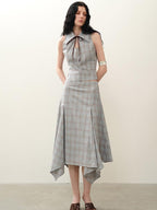 someonesometimes Polyester Plaid Short Sleeve Top And Pleated Skirt For Young Women Two Piece Set