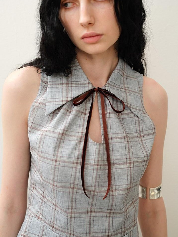 someonesometimes Polyester Plaid Short Sleeve Top And Pleated Skirt For Young Women Two Piece Set