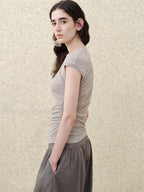 someonesometimes Rhinestone Galaxy Slim Asymmetrical Neck Cotton Women Off Shoulder Crop Tops