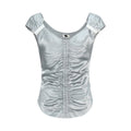 someonesometimes_Ruched_V-neck_Slim_Fit_Silver_Gray_Acetate_Sleeveless_Off_Shoulder_Crop_Tops_MISSTT