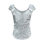 someonesometimes_Ruched_V-neck_Slim_Fit_Silver_Gray_Acetate_Sleeveless_Off_Shoulder_Crop_Tops_MISSTT
