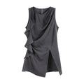 someonesometimes_Satin_Strappy_Original_Design_Slim_Fit_Elegant_Gray_Off_Shoulder_Crop_Tops_MISSTT