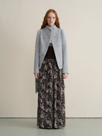 someonesometimes Sky Blue Wool Blend Double Breasted Stand Collar Slim Fit Vintage Short Coat
