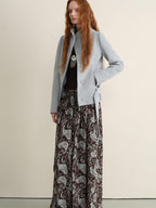 someonesometimes Sky Blue Wool Blend Double Breasted Stand Collar Slim Fit Vintage Short Coat