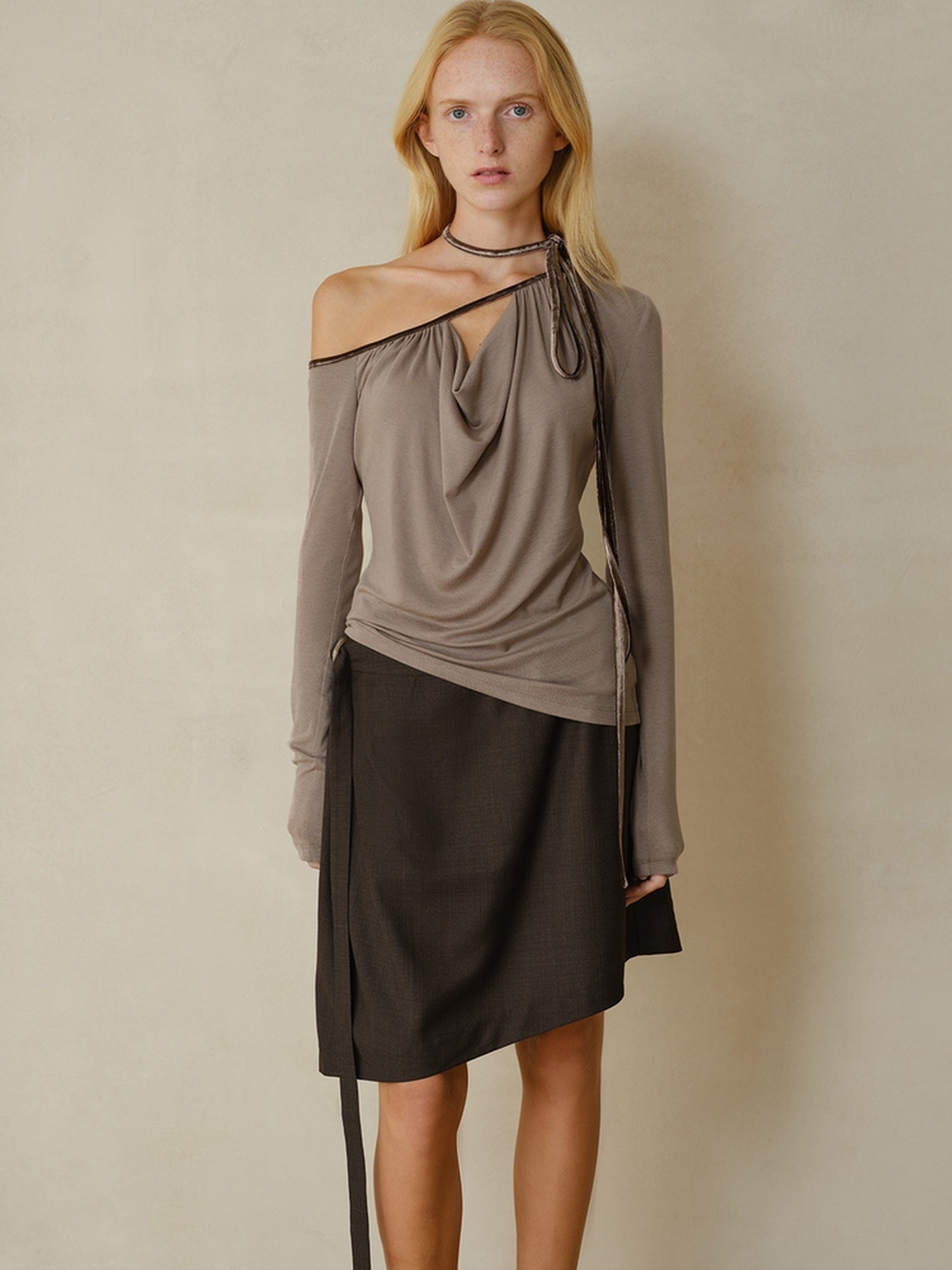 someonesometimes Slim Knit Velvet One Shoulder Long Sleeve Casual Women Off Shoulder Crop Tops