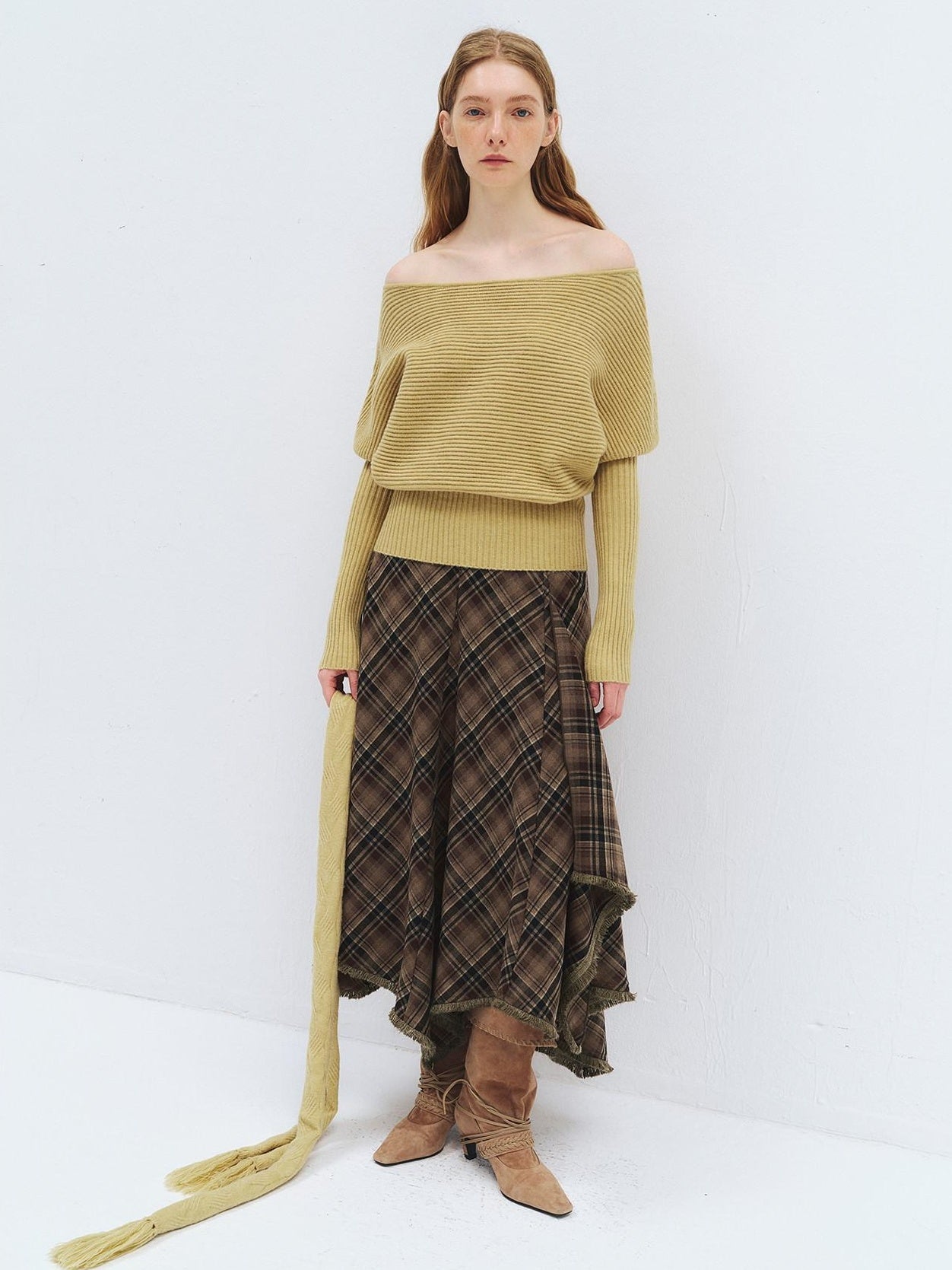 someonesometimes Soft Acrylic Blend Knitted Oversized Casual Women Willow Green Fashion Scarves