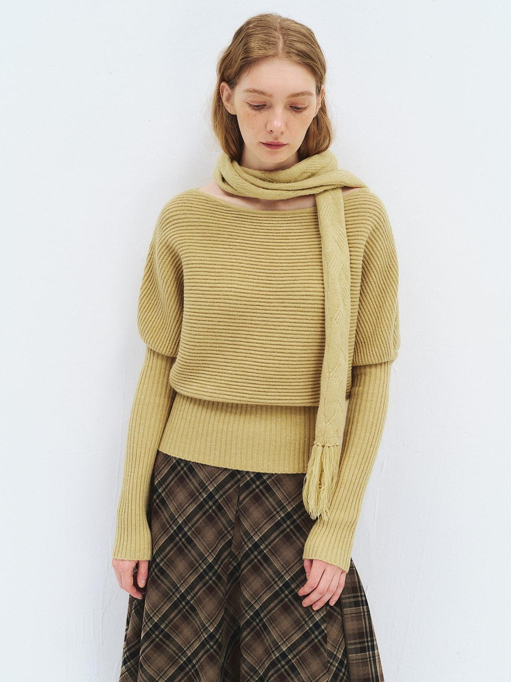 someonesometimes Soft Acrylic Blend Knitted Oversized Casual Women Willow Green Fashion Scarves