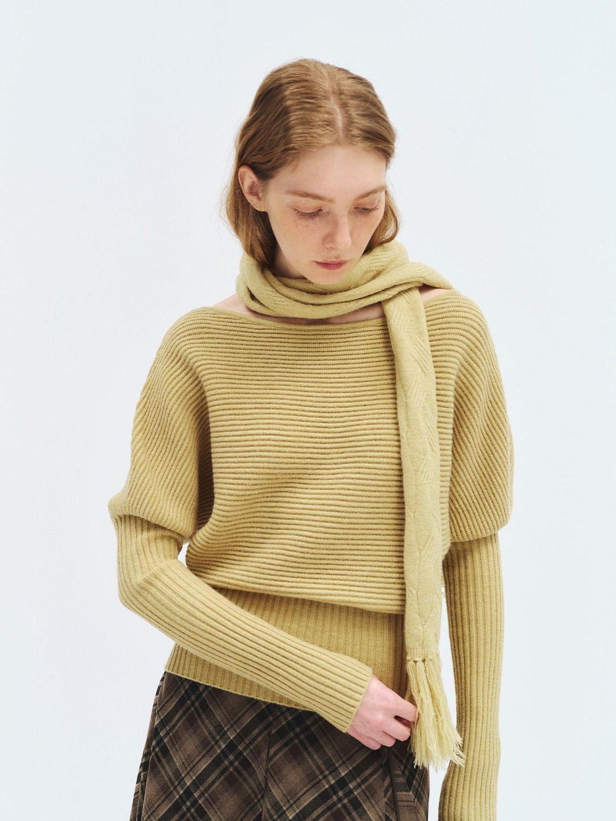 someonesometimes Soft Acrylic Blend Knitted Oversized Casual Women Willow Green Fashion Scarves