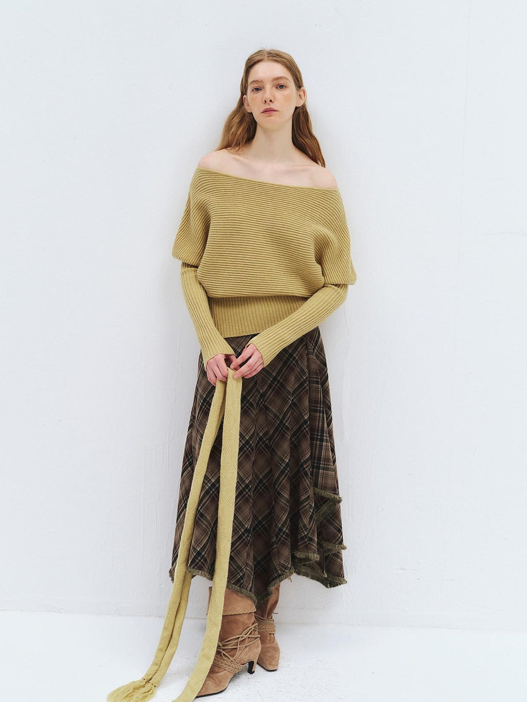 someonesometimes Soft Acrylic Blend Knitted Oversized Casual Women Willow Green Fashion Scarves
