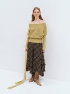 someonesometimes Soft Acrylic Blend Knitted Oversized Casual Women Willow Green Fashion Scarves