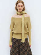 someonesometimes Soft Acrylic Blend Knitted Oversized Casual Women Willow Green Fashion Scarves