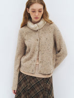 someonesometimes Soft Acrylic Stand Collar Button Front Longsleeve Women Knit Cream Cardigans