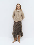 someonesometimes Soft Acrylic Stand Collar Button Front Longsleeve Women Knit Cream Cardigans