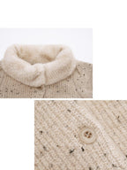someonesometimes Soft Acrylic Stand Collar Button Front Longsleeve Women Knit Cream Cardigans