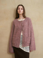 someonesometimes Soft Alpaca Blend Relaxed Fit Commuter Round Neck Open Front Cardigans