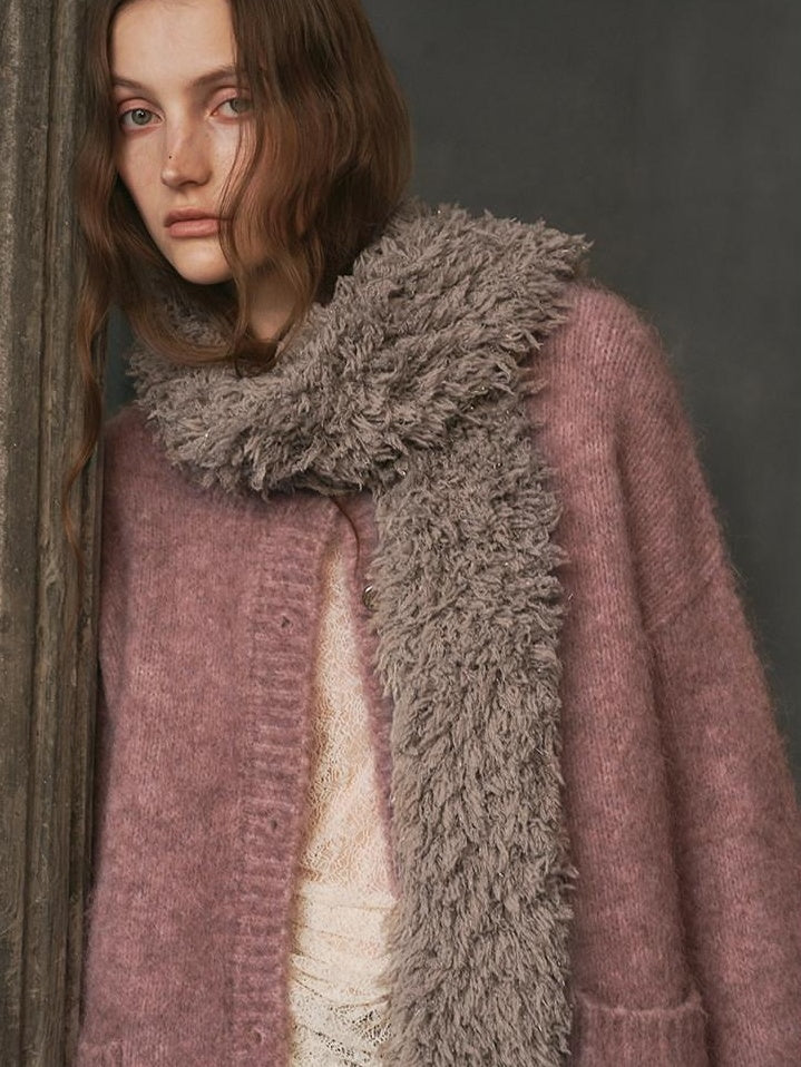 someonesometimes Soft Alpaca Blend Relaxed Fit Commuter Round Neck Open Front Cardigans
