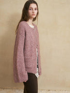 someonesometimes Soft Alpaca Blend Relaxed Fit Commuter Round Neck Open Front Cardigans