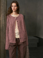 someonesometimes Soft Alpaca Blend Relaxed Fit Commuter Round Neck Open Front Cardigans