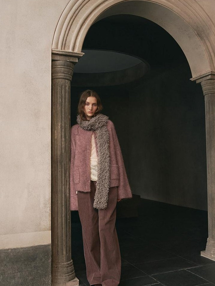 someonesometimes Soft Alpaca Blend Relaxed Fit Commuter Round Neck Open Front Cardigans