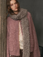someonesometimes Soft Alpaca Blend Relaxed Fit Commuter Round Neck Open Front Cardigans