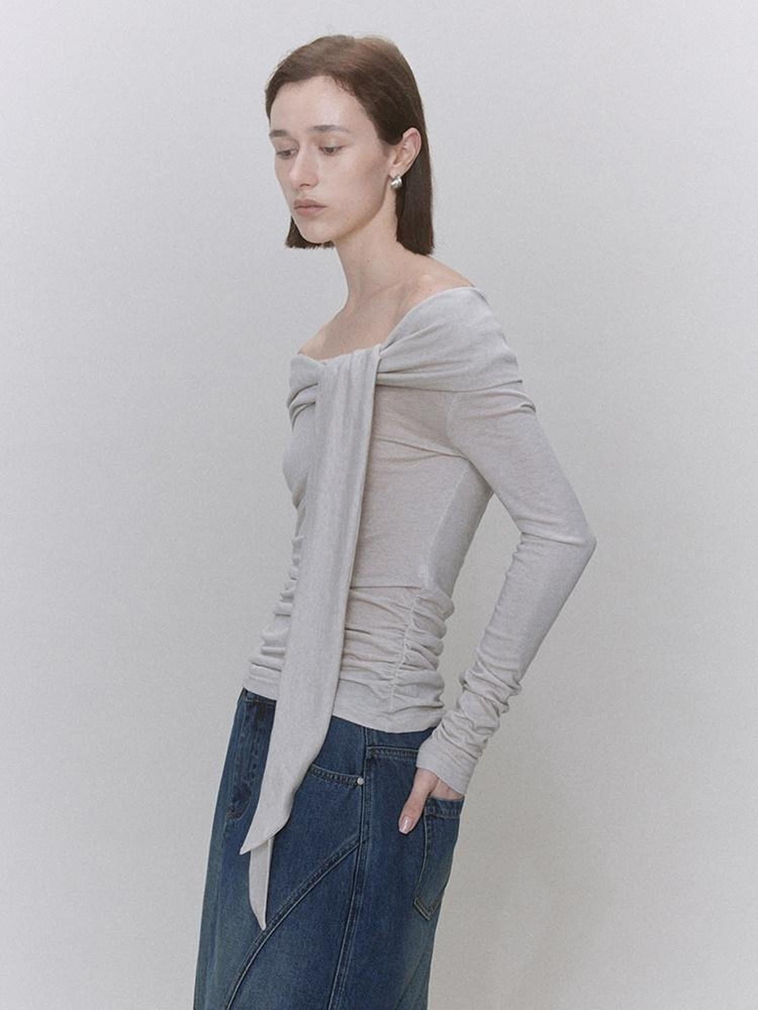 someonesometimes Soft Lyocell Wool Blend Slim Waist Boatneck Knit Office Women Sweater