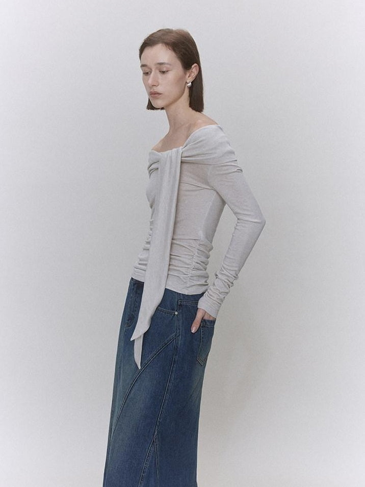 someonesometimes Soft Lyocell Wool Blend Slim Waist Boatneck Knit Office Women Sweater