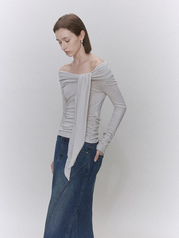 someonesometimes Soft Lyocell Wool Blend Slim Waist Boatneck Knit Office Women Sweater