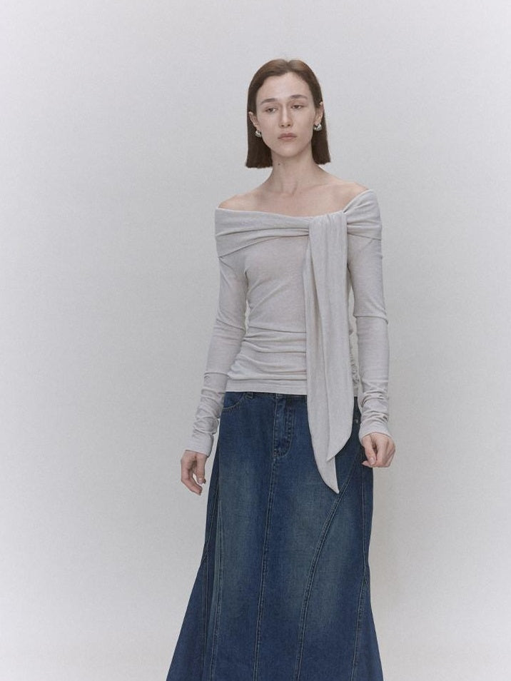someonesometimes Soft Lyocell Wool Blend Slim Waist Boatneck Knit Office Women Sweater