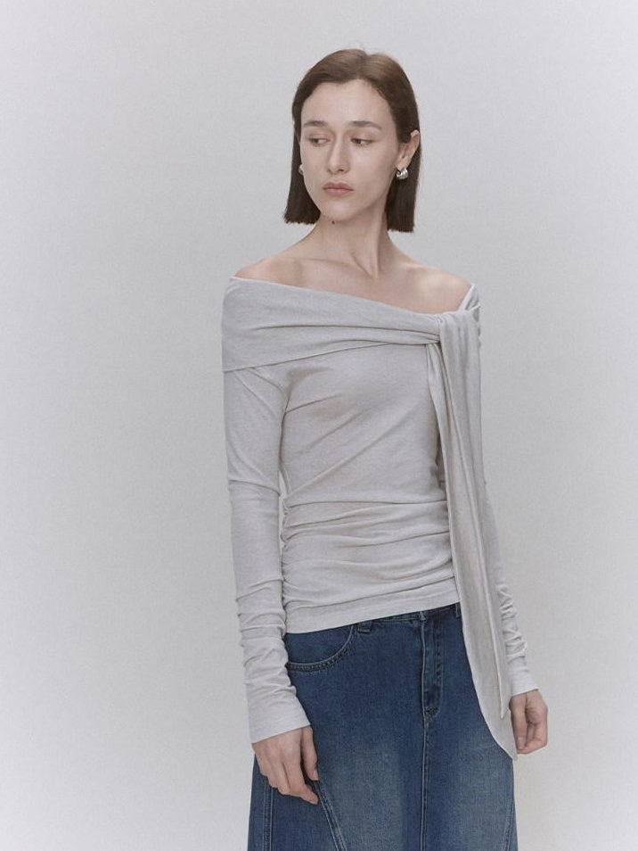 someonesometimes Soft Lyocell Wool Blend Slim Waist Boatneck Knit Office Women Sweater