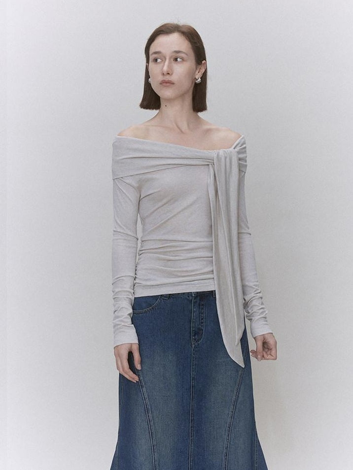 someonesometimes Soft Lyocell Wool Blend Slim Waist Boatneck Knit Office Women Sweater