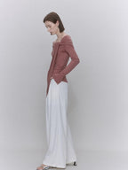 someonesometimes Soft Lyocell Wool Blend Slim Waist Boatneck Knit Office Women Sweater