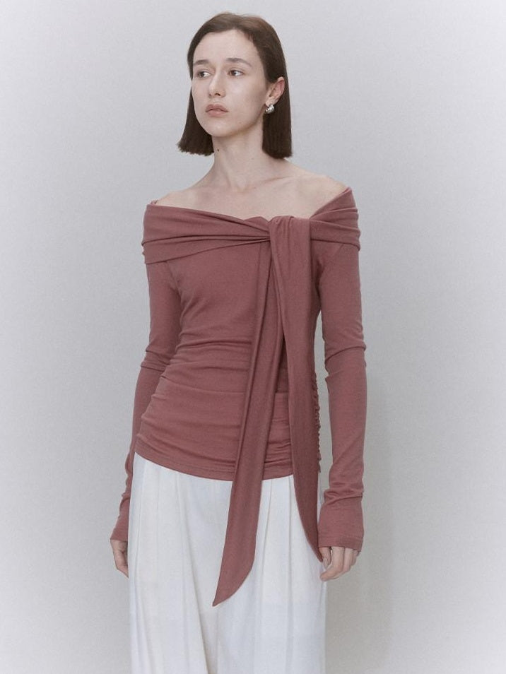 someonesometimes Soft Lyocell Wool Blend Slim Waist Boatneck Knit Office Women Sweater