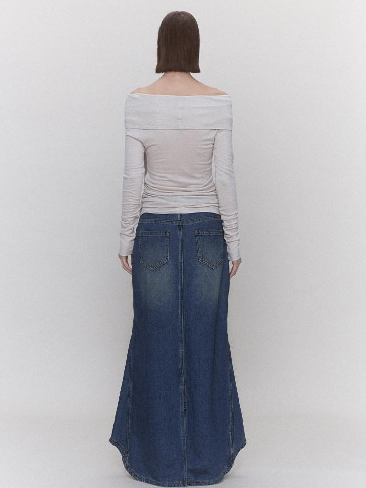 someonesometimes Soft Lyocell Wool Blend Slim Waist Boatneck Knit Office Women Sweater