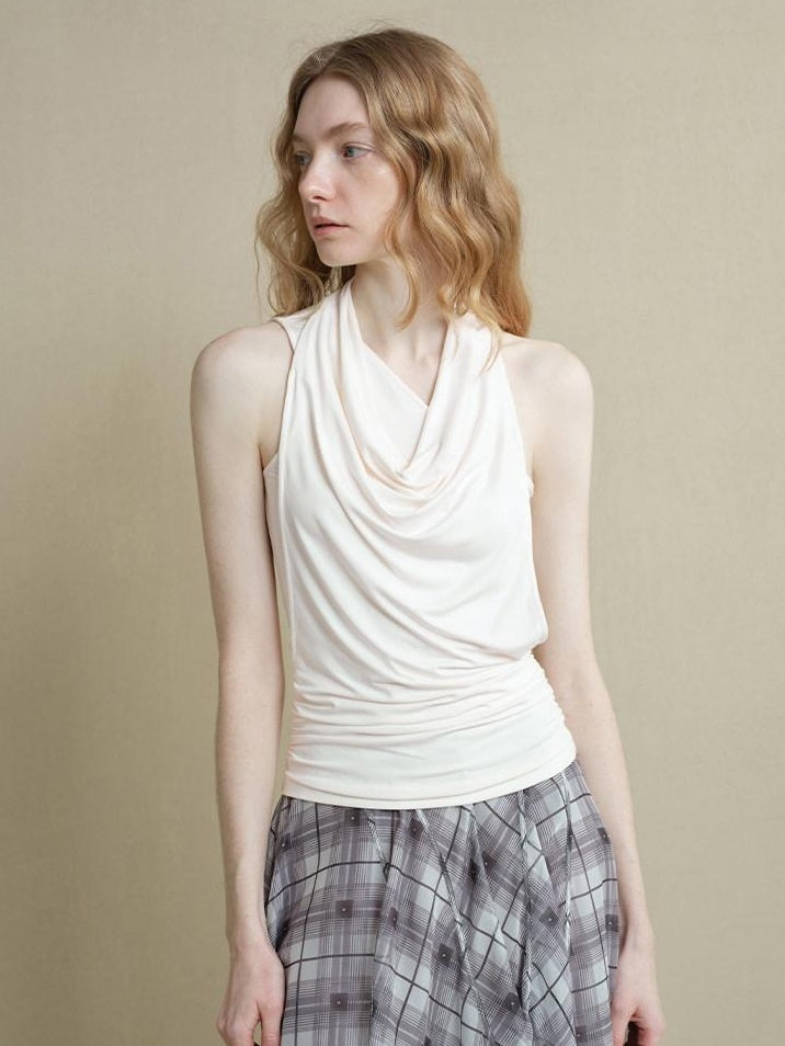 someonesometimes Soft Modal Asymmetric Slim Strappy Layered Women Pearl White Tank Tops